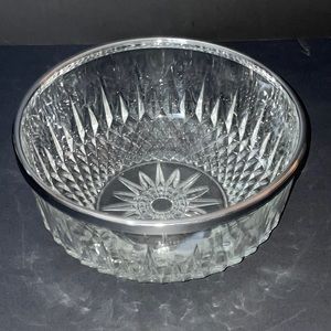 Pressed Glass Serving Bowl Silver Rim 9” France Vintage Serveware Glassware